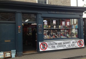 Sign on bookshop during the Hay Festival